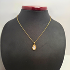 Collar con Colgante Óvalo de Nácar 100% Acero Bañado en Oro 18K
