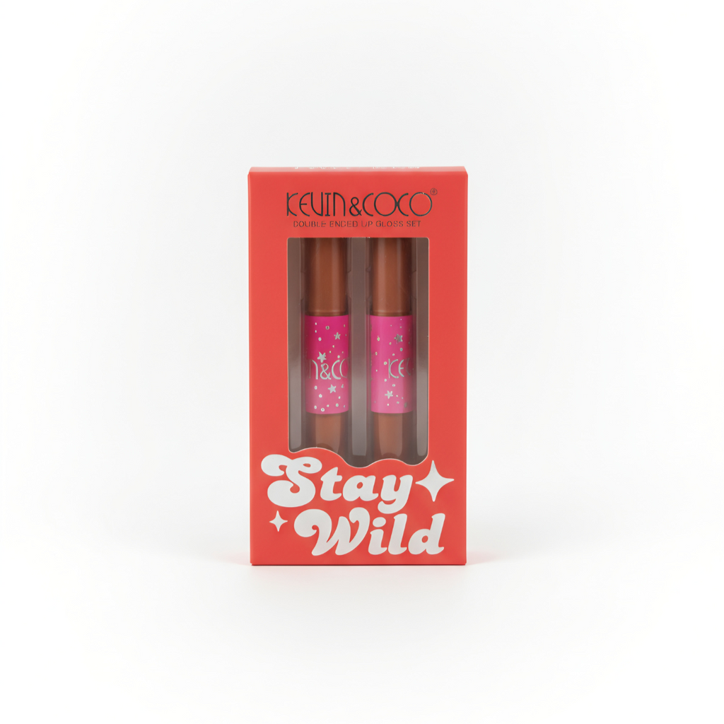 KEVIN & COCO Stay Wild - Dúo de Gloss de Doble Punta en Tonos Nude