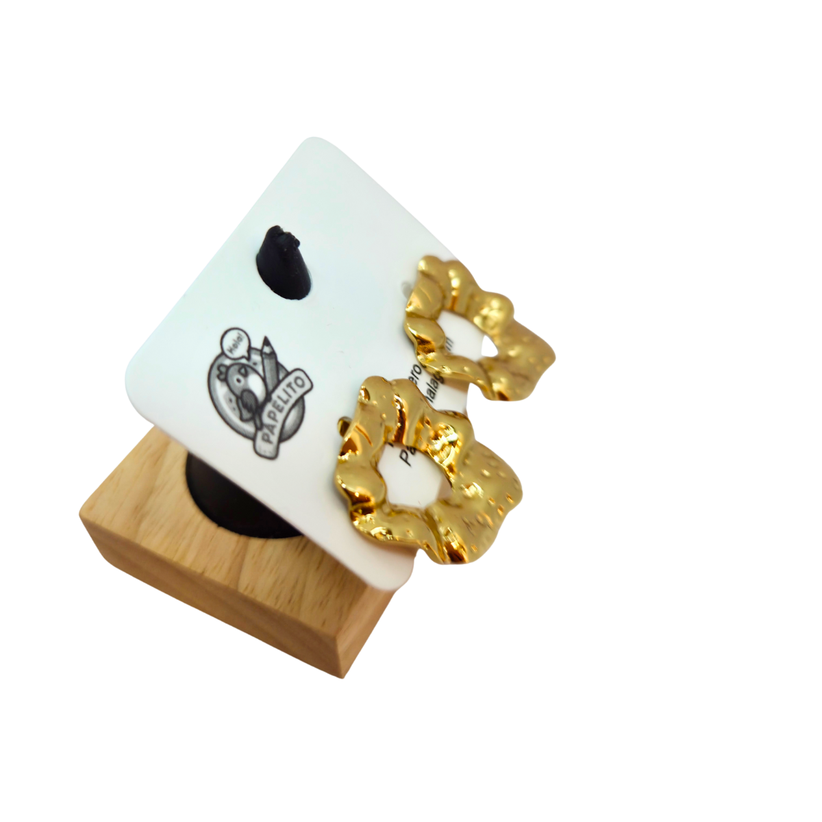 Pendientes de Aro Irregular con Textura Ondulada - 100% Acero Bañado en Oro 18K