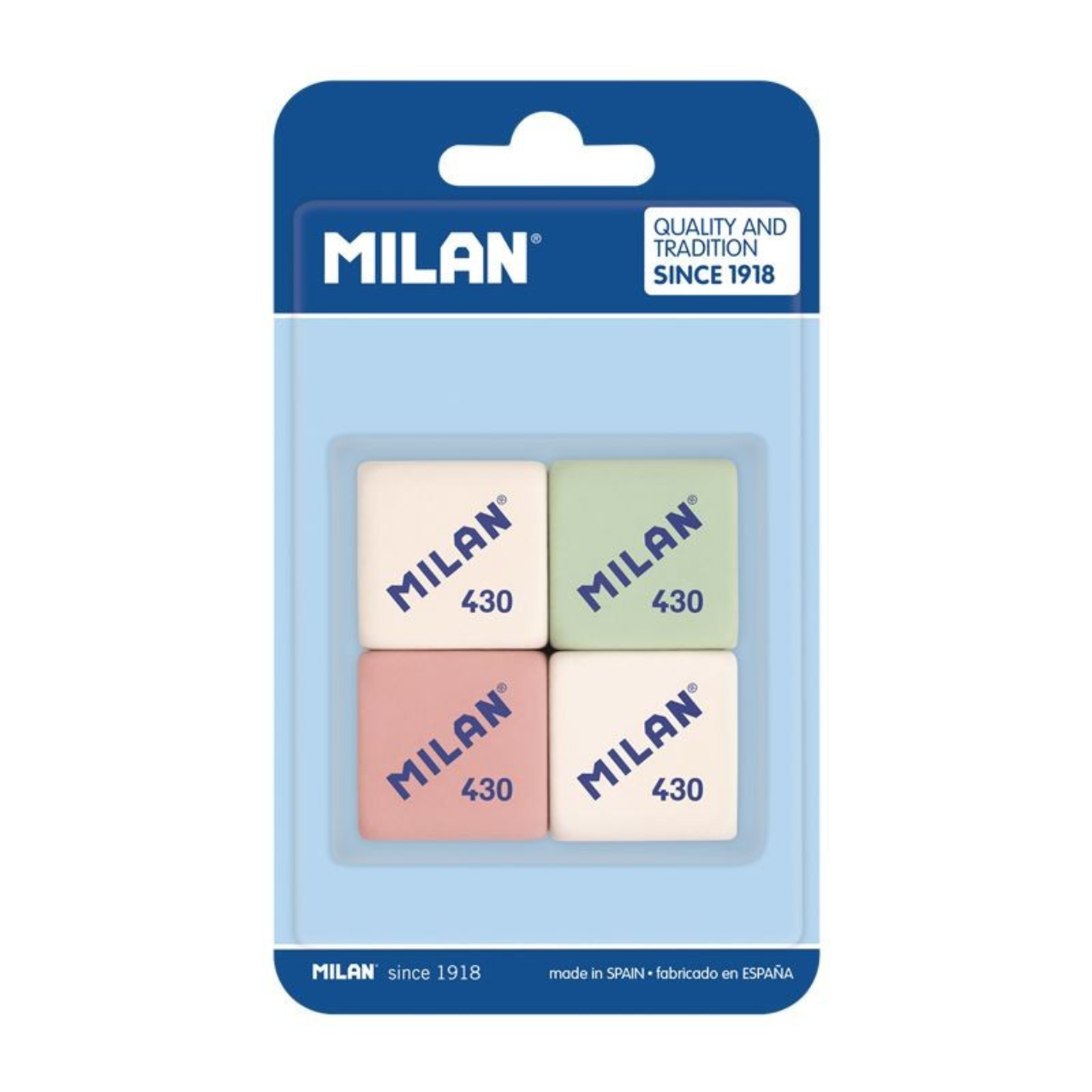 GOMA DE BORRAR MILAN 430 BLISTER 4 UNIDADES