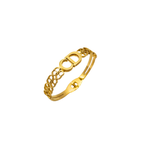 Pulsera Rígida con Doble Letra y Diseño Calado 100% Acero Bañado en Oro 18K