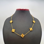 Conjunto de Joyería Trébol Texturizado 100% Acero Bañado en Oro 18K