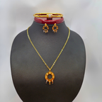 Conjunto de Tréboles de Cuatro Hojas de Colores (Collar, Pulsera y Pendientes) - 100% Acero Bañado en Oro 18K