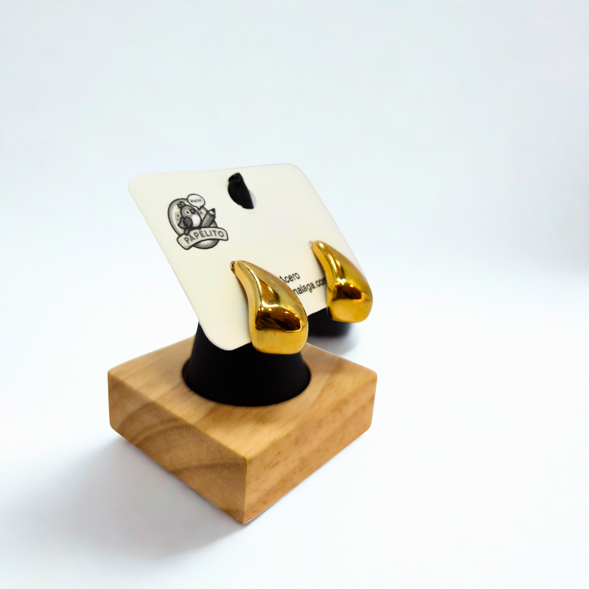 Pendientes de Aro en Forma de Gota Abultada - 100% Acero Bañado en Oro 18K