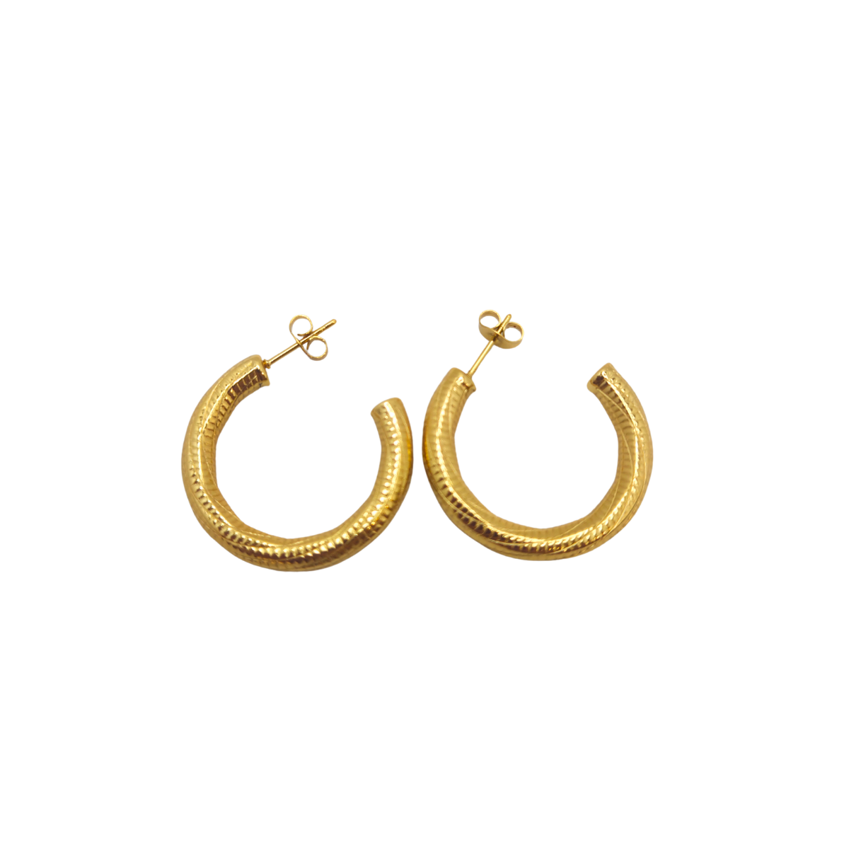 Pendientes de Aro Texturizados Dorados 100% Acero Bañado en Oro 18K