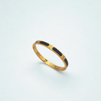 Pulsera Brazalete de Acero Chapado en Oro de 18K 100% con Detalles Esmaltados en Negro