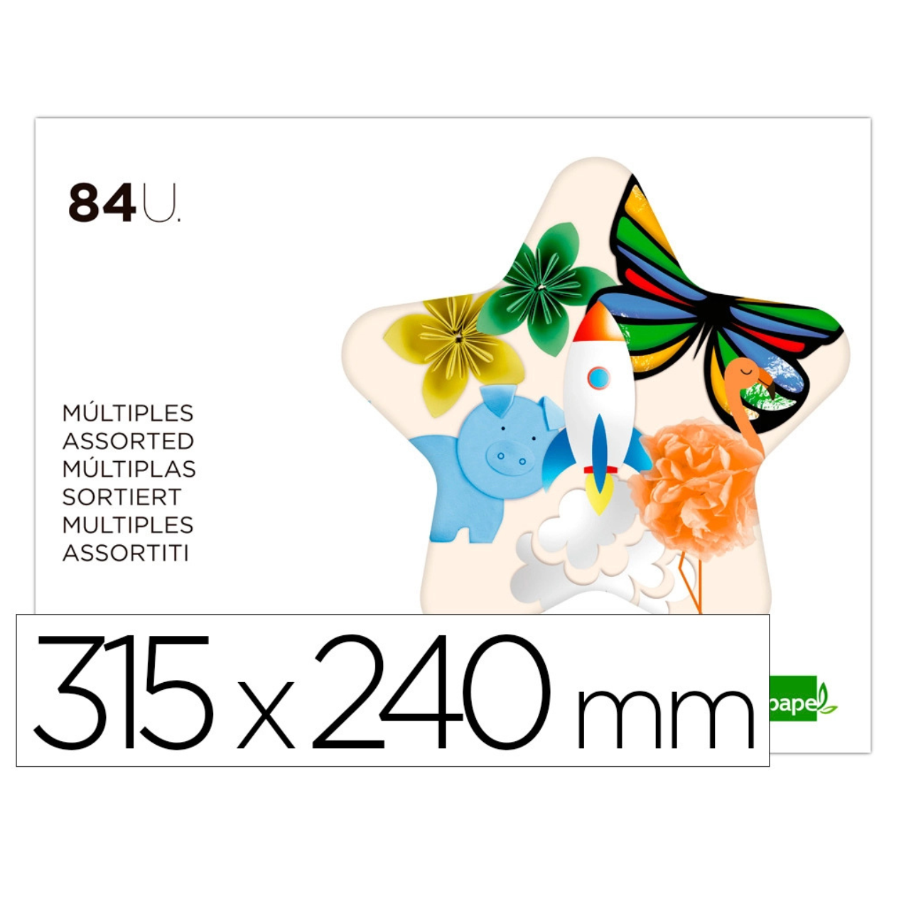 Bloc trabajos manuales liderpapel multiple 240x315mm 84 hojas colores surtidos.