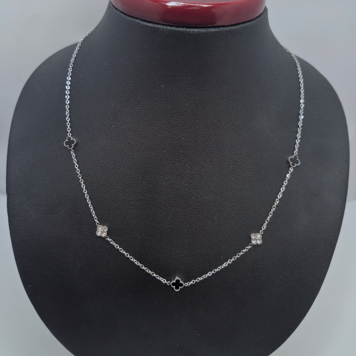 Collier 100 % acier inoxydable avec pendentif cœur bleu et zircone