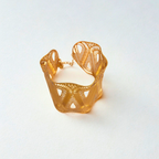 Conjunto de Brazalete Ancho y Anillo Calado 100% Acero Bañado en Oro 18K