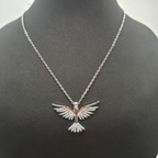 Collar de Paloma con Circonitas Turquesa 100% Acero Inoxidable Color Plata