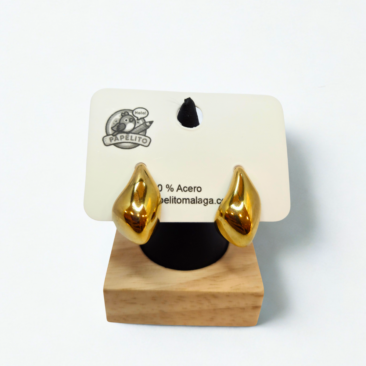 Pendientes de Aro en Forma de Gota Abultada - 100% Acero Bañado en Oro 18K
