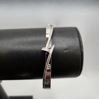 Pulsera Rígida Diseño Clavo con Circonitas - Acero Bañado en Plata