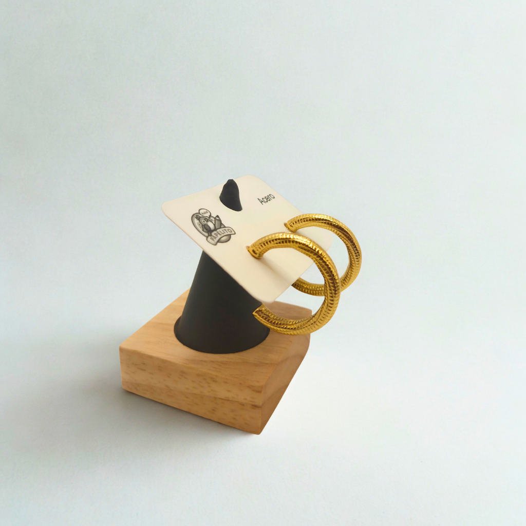 Pendientes de Aro Texturizados Dorados 100% Acero Bañado en Oro 18K