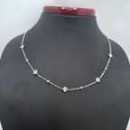 Collar de Acero Inoxidable 100% con Dijes Cuadrados y Bolas de Zirconia