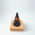 Bague trèfle en marbre orange 100 % acier plaqué or 18 carats