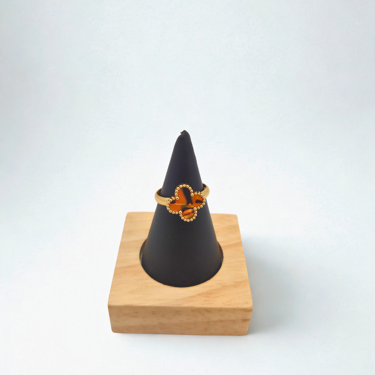 Conjunto de Joyería Trébol Naranja Mármol 100% Acero Bañado en Oro 18K
