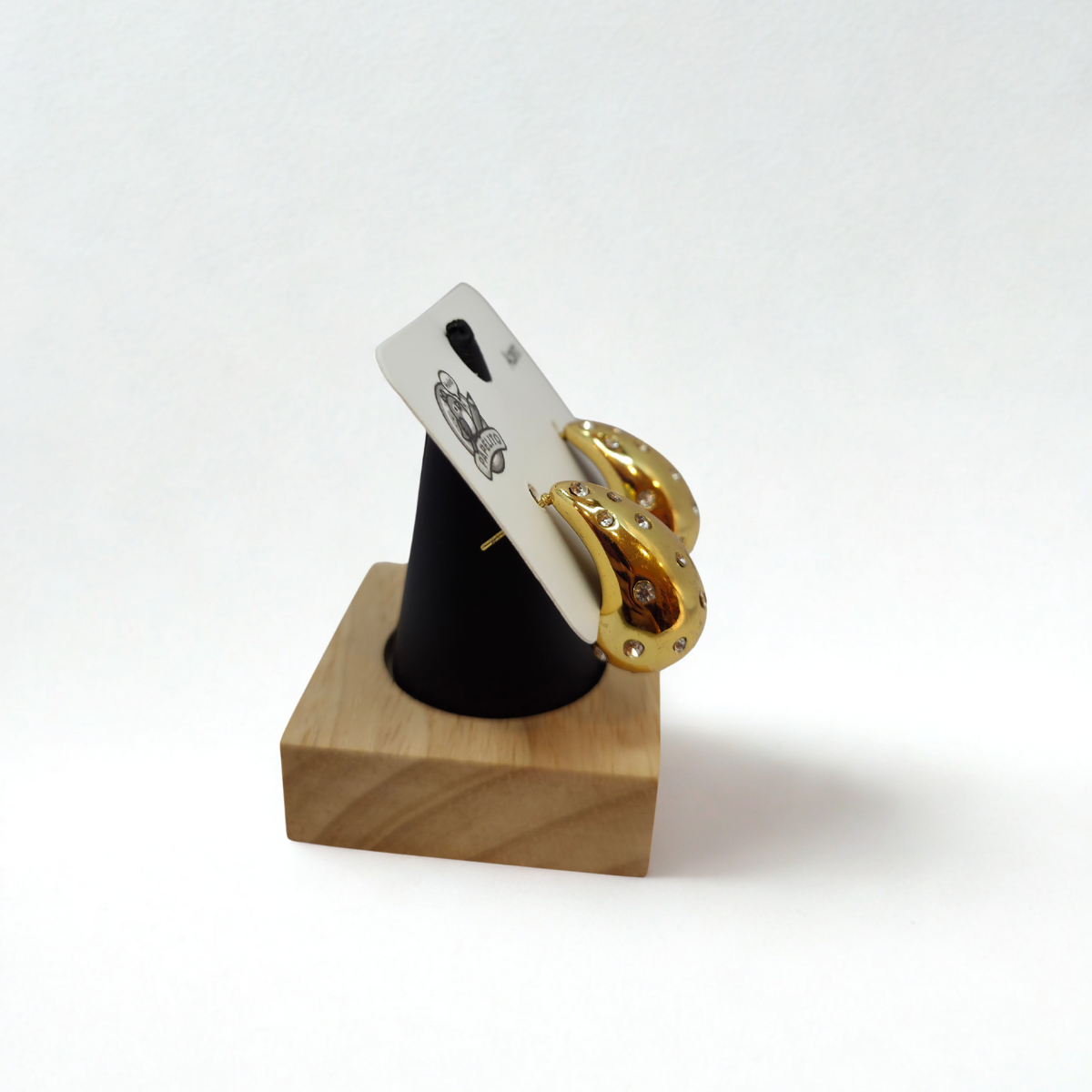 Pendientes de Gota Abultada con Incrustaciones de Circonitas - 100% Acero Bañado en Oro 18K