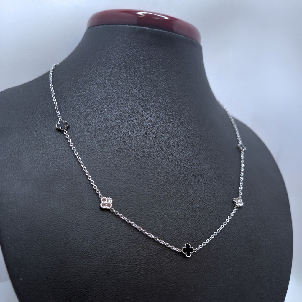 Collier 100 % acier inoxydable avec pendentif cœur bleu et zircone