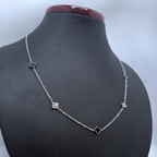 Collar de Acero Inoxidable 100% con Colgante de Corazón Azul y Zirconias