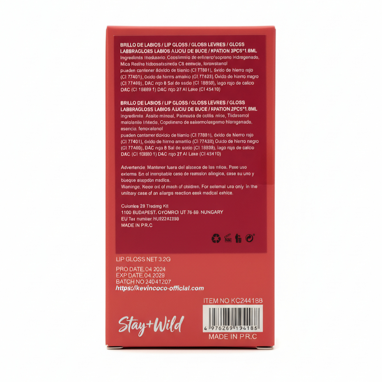 KEVIN & COCO Stay Wild - Dúo de Gloss de Doble Punta en Tonos Nude