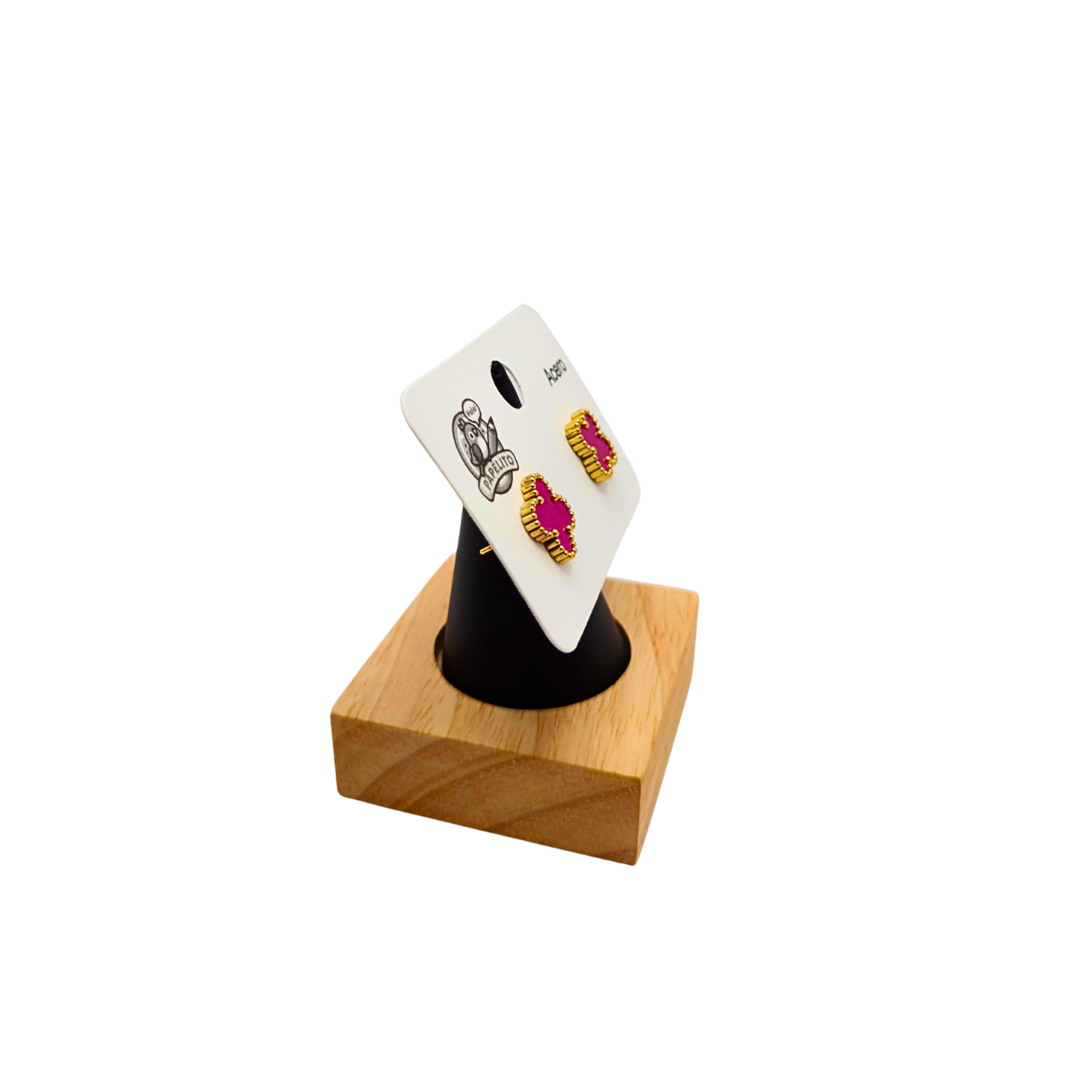 Pendientes Trébol de la Suerte Fucsia - Acero 100% Bañado en Oro 18K