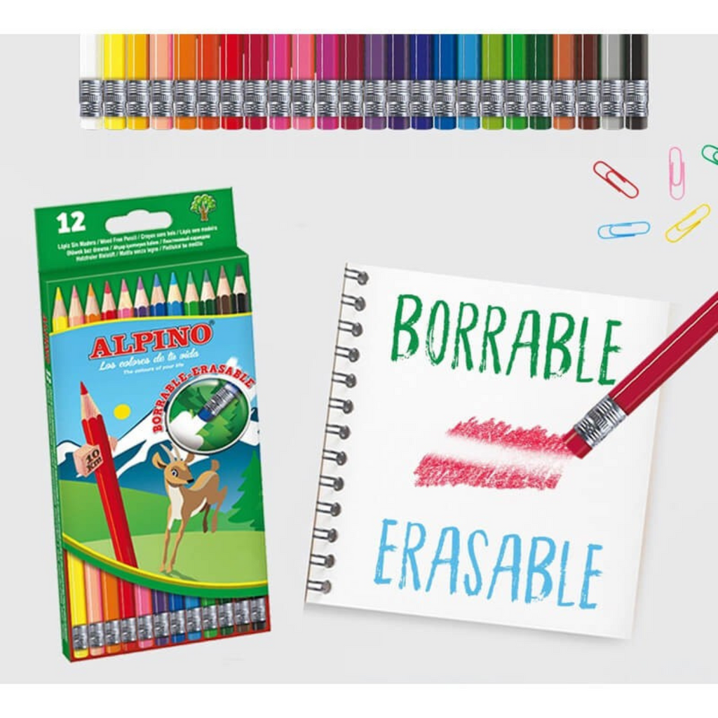 LAPIZ ALPINO BORRABLE 12 COLORES