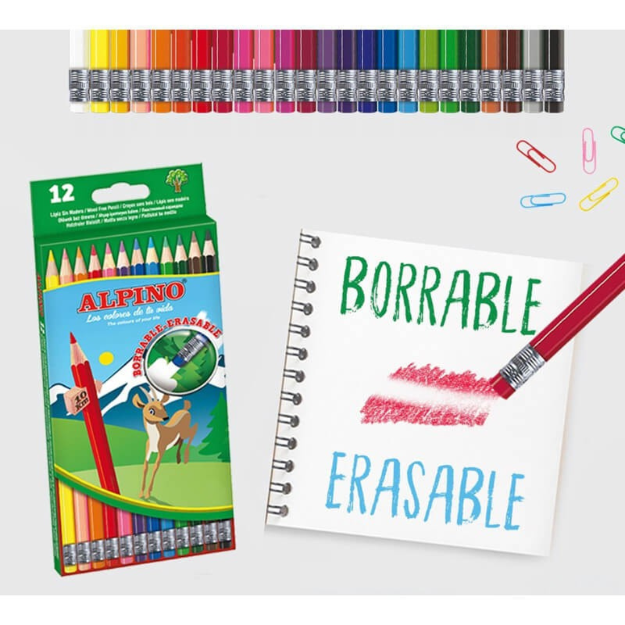 LAPIZ ALPINO BORRABLE 12 COLORES