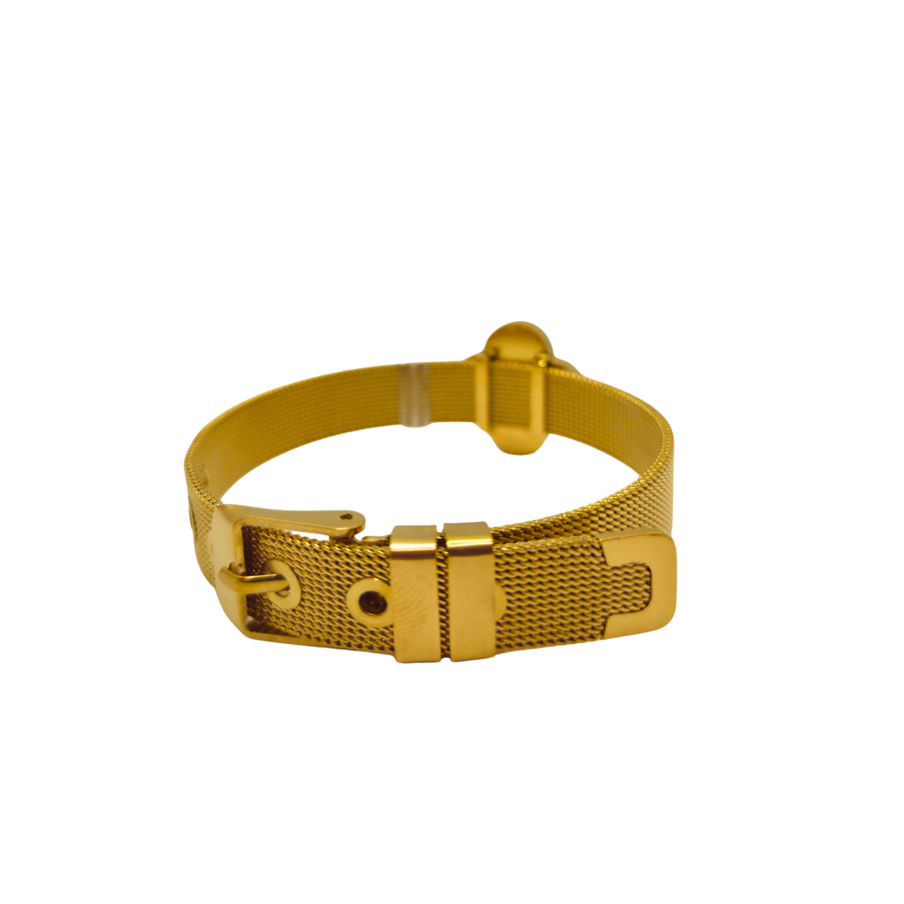 Pulsera Malla Milanese con Trébol Negro 100% Acero Bañado en Oro 18K
