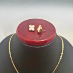 Conjunto de Joyería Trébol Blanco Nácar 100% Acero Bañado en Oro 18K