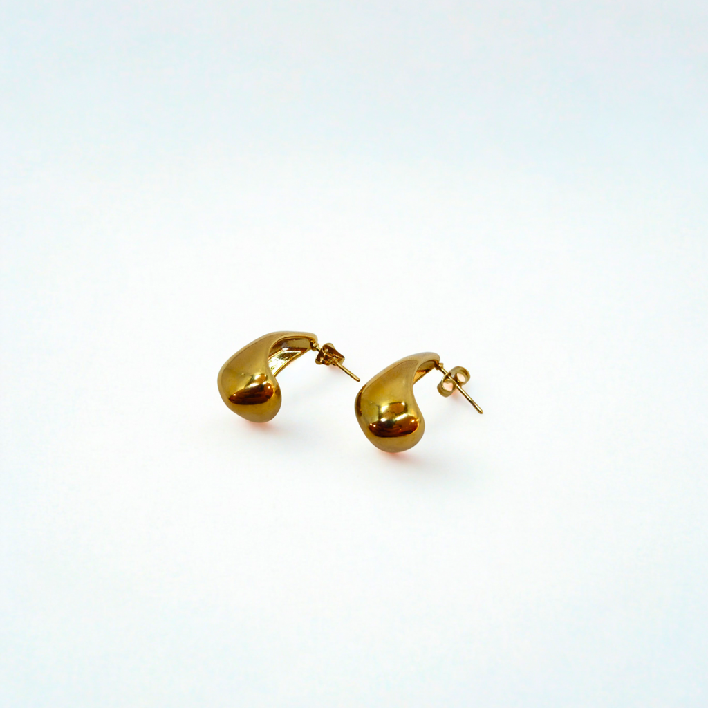 Teardrop Hoop Earrings - 100% 18K Gold Plated Steel