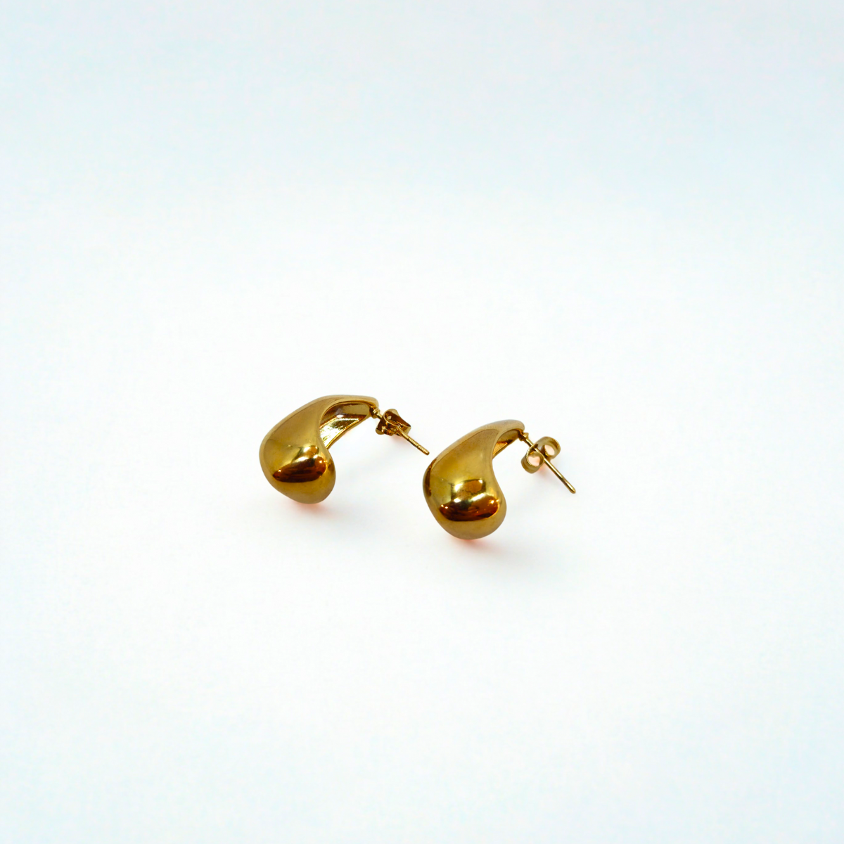 Pendientes de Aro en Forma de Gota Abultada - 100% Acero Bañado en Oro 18K
