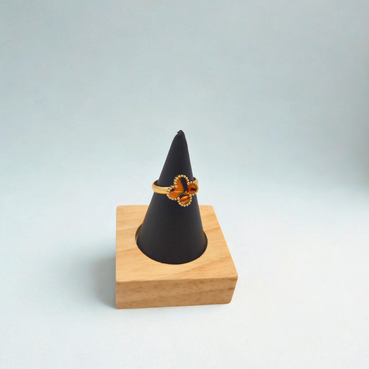 Conjunto de Joyería Trébol Naranja Mármol 100% Acero Bañado en Oro 18K