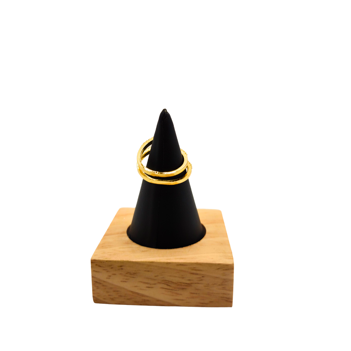 Bague ajustable « Clou de rébellion » avec zircone – Acier plaqué or 18 carats