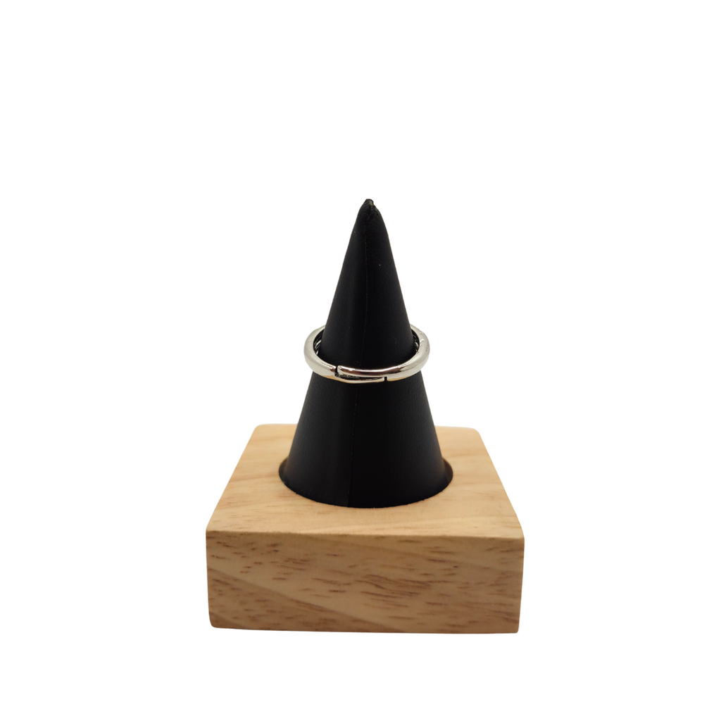 Adjustable "Empress" Ring with Pear-Shaped Zirconia and Halo – 18K White Gold Plated Steel