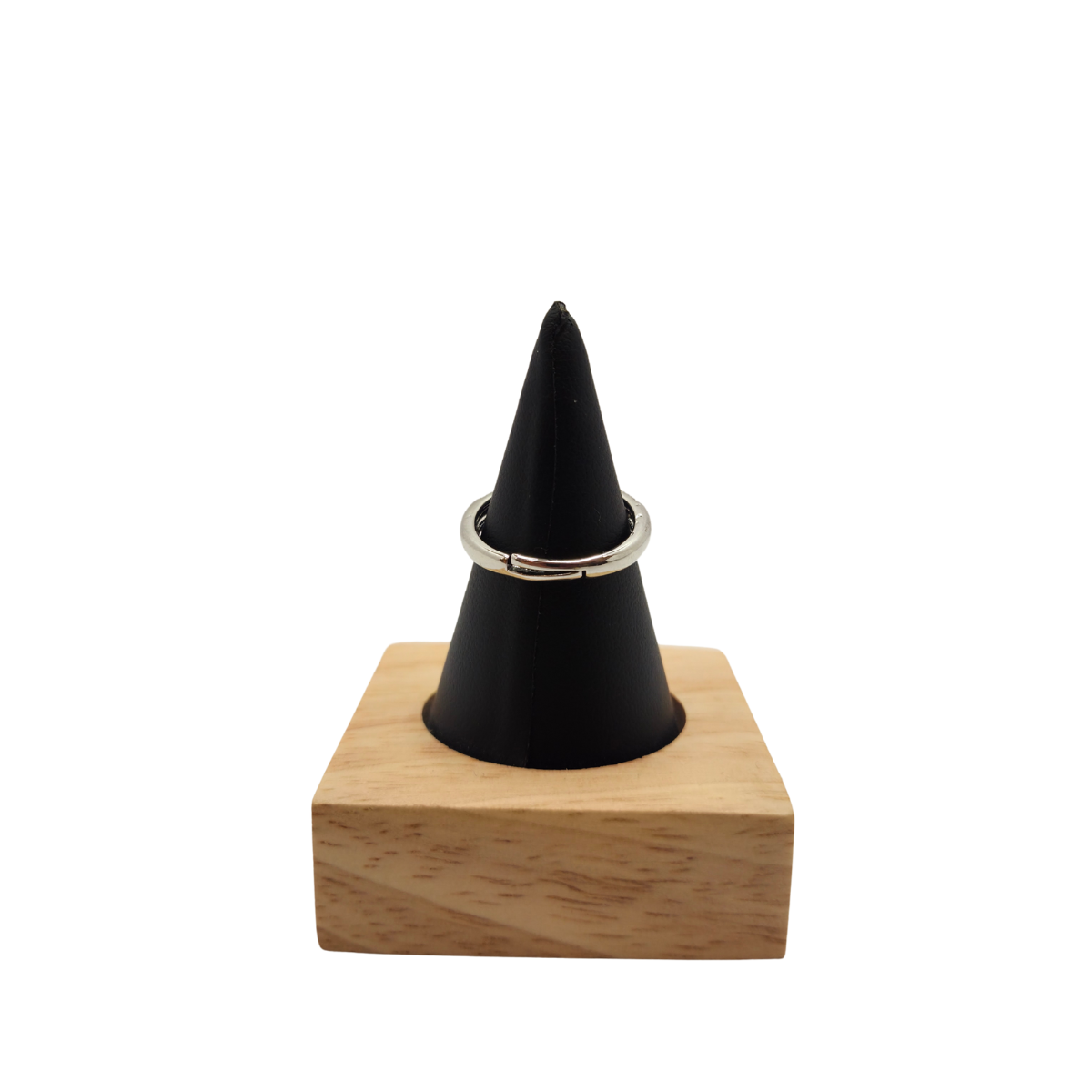 Bague ajustable « Impératrice » avec zircone poire et halo – Acier plaqué or blanc 18 carats