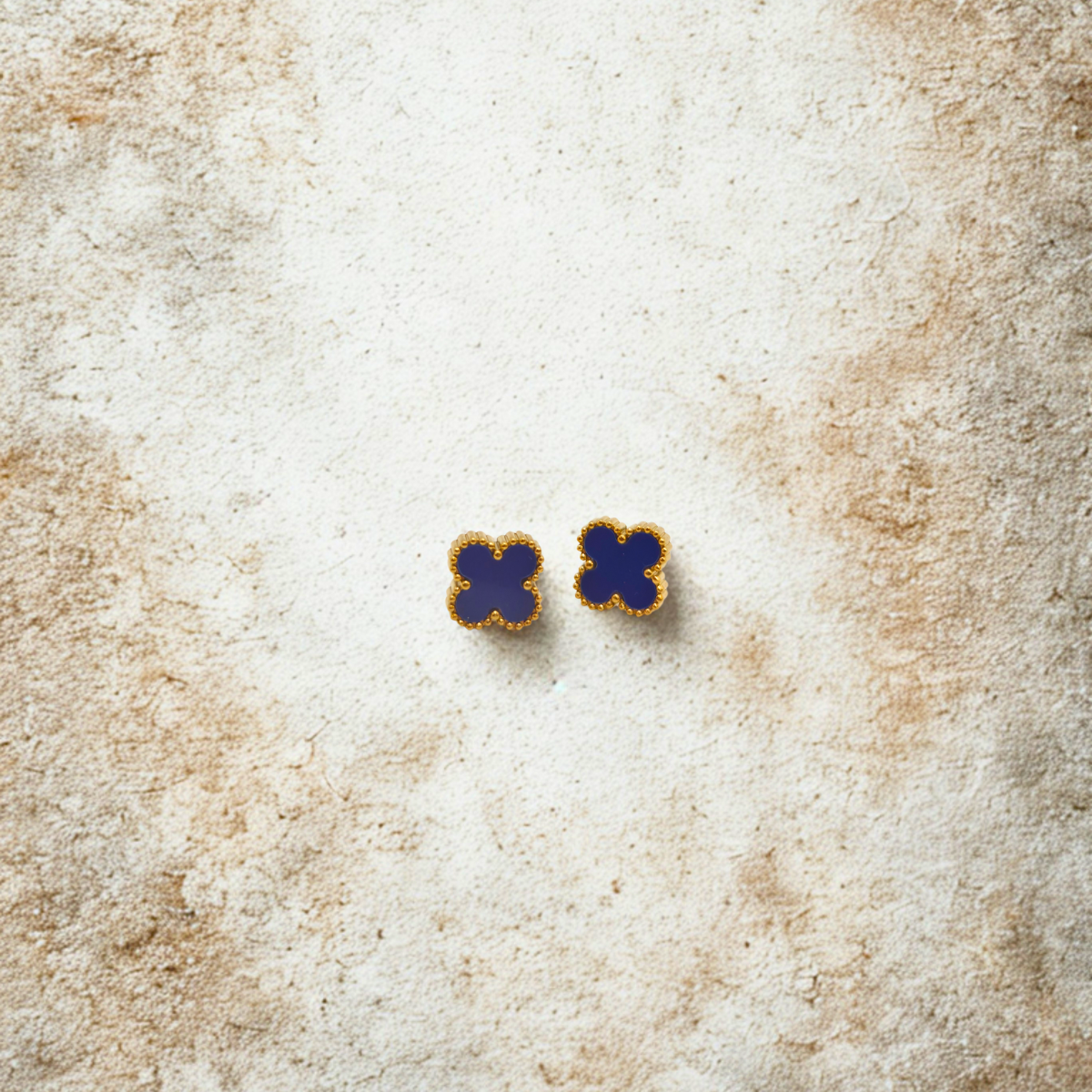 Conjunto de Joyería Trébol Azul Zafiro 100% Acero Bañado en Oro 18K