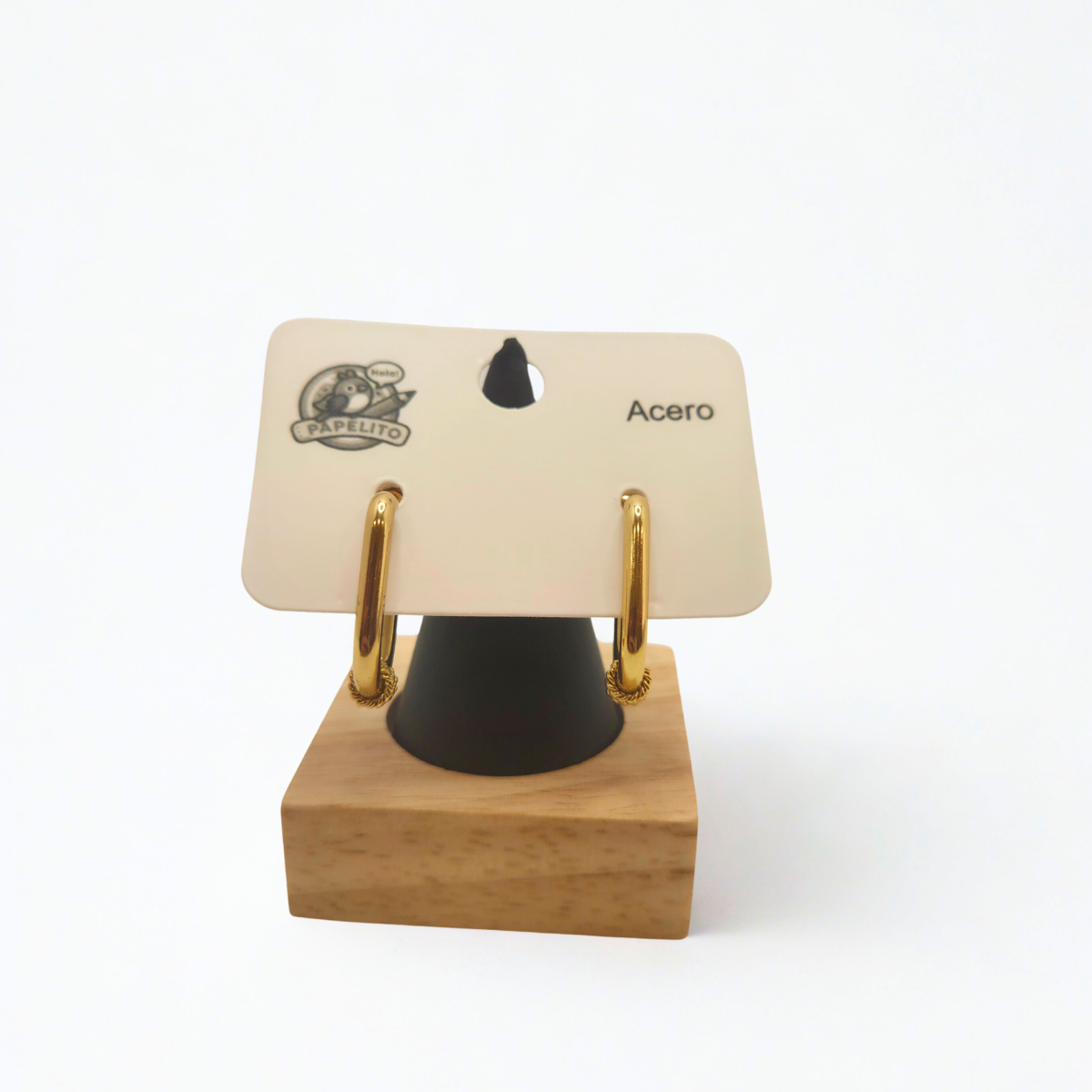 Pendientes de Aro Cuadrados con Detalle Texturizado 100% Acero Bañado en Oro 18K