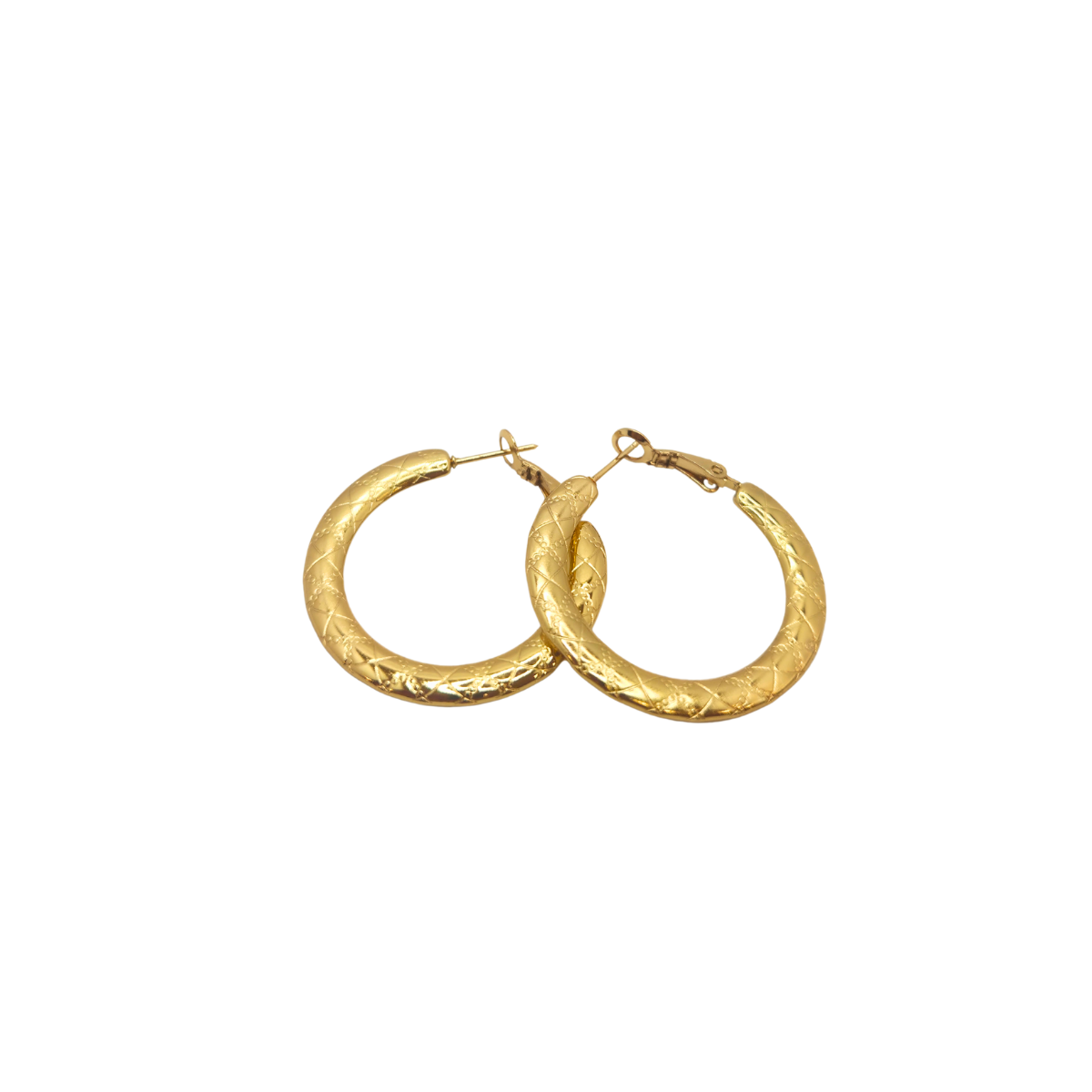 Pendientes de Aro Grabado Griego 100% Acero Bañado en Oro 18K