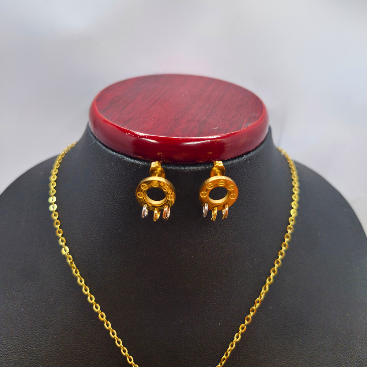 Conjunto de Tréboles de Cuatro Hojas de Colores (Collar, Pulsera y Pendientes) - 100% Acero Bañado en Oro 18K