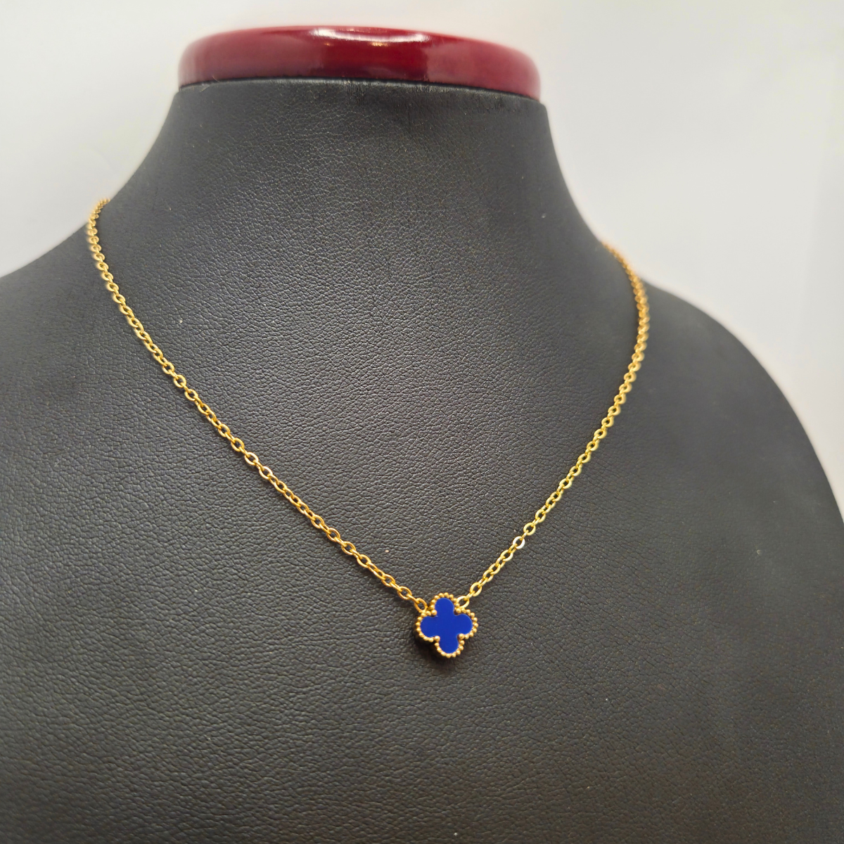 Conjunto de Joyería Trébol Azul Zafiro 100% Acero Bañado en Oro 18K