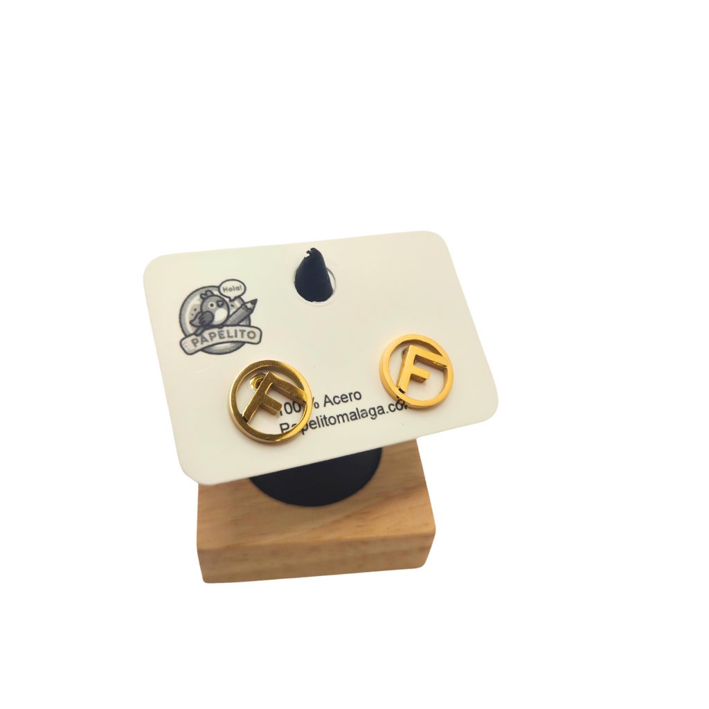 Conjunto de Joyería Diseño Doble Letra Entrelazada 100% Acero Bañado en Oro 18K