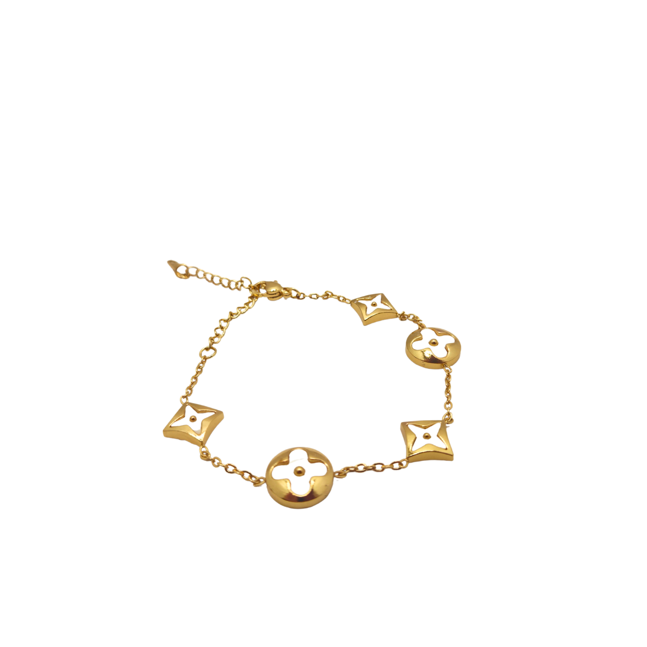 Conjunto de Joyería Trébol Nácar con Detalle Central 100% Acero Bañado en Oro 18K