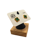 Conjunto de Joyería Tréboles Malaquita y Nácar 100% Acero Bañado en Oro 18K