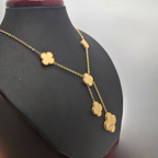 Collar Lariat de Tréboles Lisos 100% Acero Bañado en Oro 18K