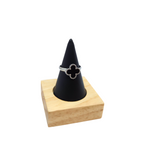 Conjunto Lujo de Tréboles de Cuatro Hojas Negros (Collar, Pendientes, Pulsera y Anillo) - Acero Inoxidable con Baño en Rodio