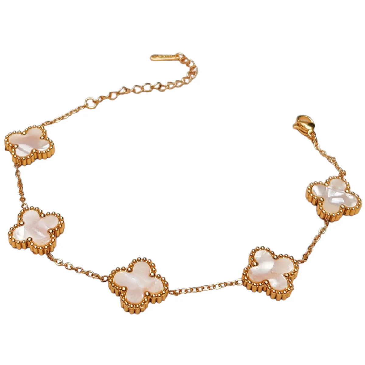 Pulsera Brazalete de Acero Chapado en Oro de 18K 100% con Diseño Floral y Geomérico